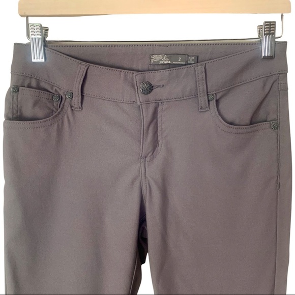 PRANA Brenna Moto Stretch Skinny Pants Mid Rise Gravel Nylon Size 2 - Picture 7 of 15